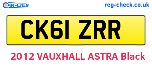 CK61ZRR are the vehicle registration plates.