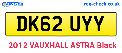 DK62UYY are the vehicle registration plates.