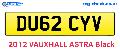 DU62CYV are the vehicle registration plates.