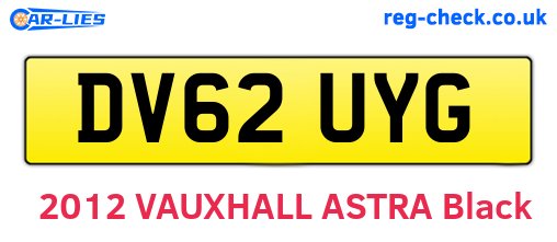 DV62UYG are the vehicle registration plates.