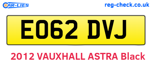 EO62DVJ are the vehicle registration plates.