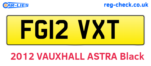 FG12VXT are the vehicle registration plates.