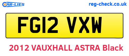FG12VXW are the vehicle registration plates.