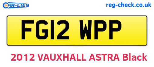 FG12WPP are the vehicle registration plates.