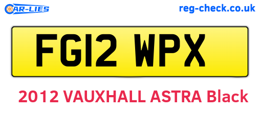 FG12WPX are the vehicle registration plates.