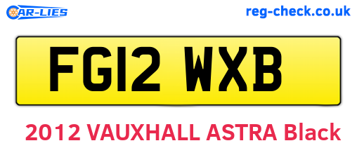 FG12WXB are the vehicle registration plates.