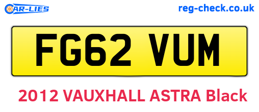 FG62VUM are the vehicle registration plates.
