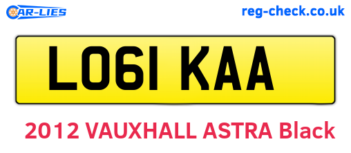 LO61KAA are the vehicle registration plates.