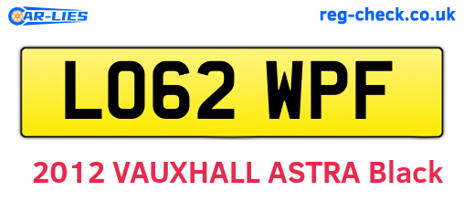 LO62WPF are the vehicle registration plates.