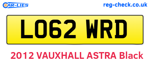 LO62WRD are the vehicle registration plates.