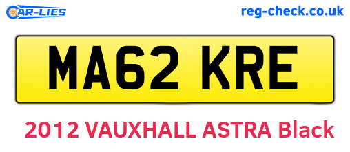 MA62KRE are the vehicle registration plates.