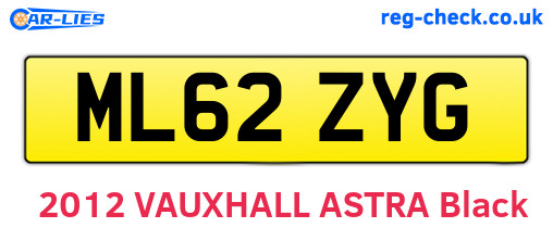 ML62ZYG are the vehicle registration plates.