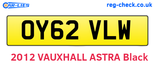 OY62VLW are the vehicle registration plates.