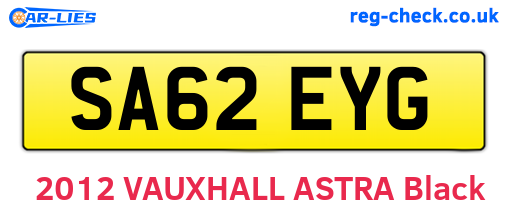 SA62EYG are the vehicle registration plates.