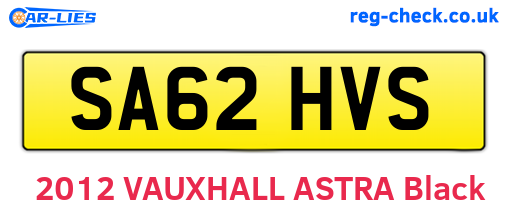 SA62HVS are the vehicle registration plates.