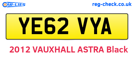 YE62VYA are the vehicle registration plates.