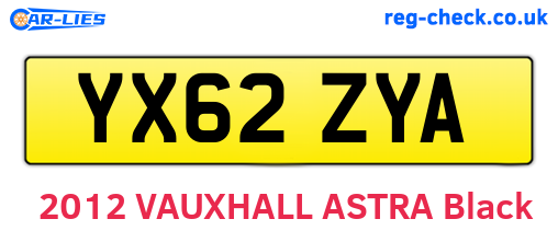 YX62ZYA are the vehicle registration plates.