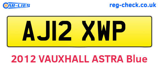 AJ12XWP are the vehicle registration plates.
