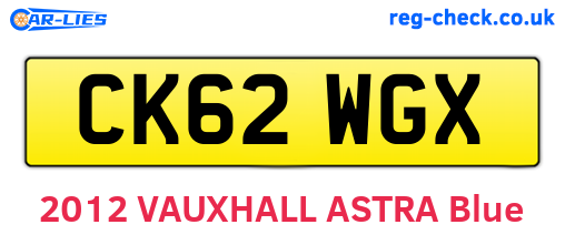 CK62WGX are the vehicle registration plates.