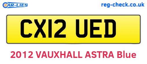 CX12UED are the vehicle registration plates.