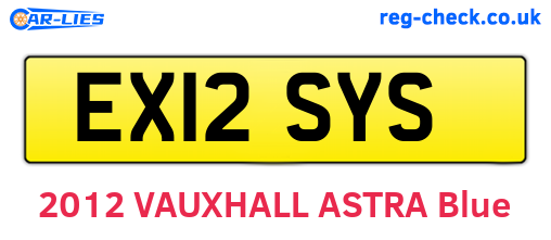 EX12SYS are the vehicle registration plates.