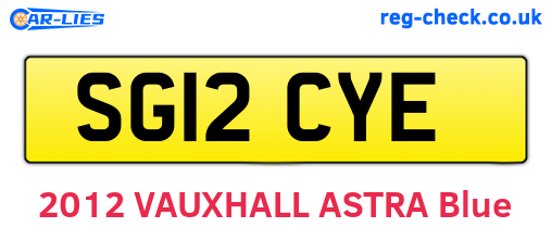 SG12CYE are the vehicle registration plates.