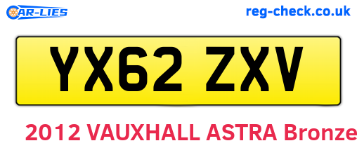 YX62ZXV are the vehicle registration plates.