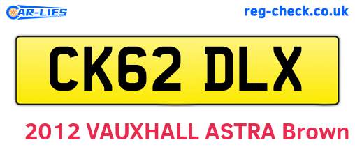 CK62DLX are the vehicle registration plates.