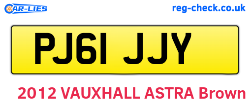 PJ61JJY are the vehicle registration plates.