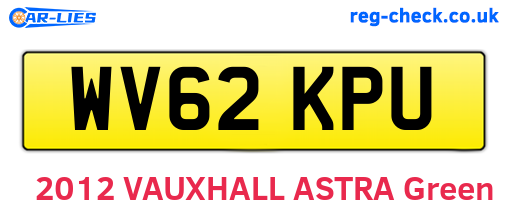 WV62KPU are the vehicle registration plates.
