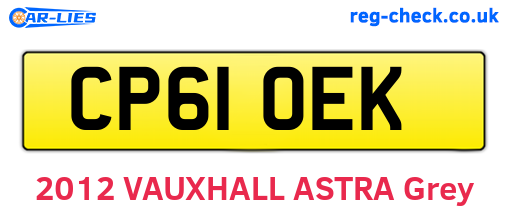 CP61OEK are the vehicle registration plates.