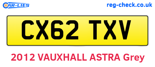 CX62TXV are the vehicle registration plates.
