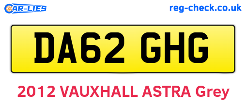 DA62GHG are the vehicle registration plates.