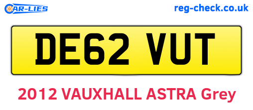 DE62VUT are the vehicle registration plates.