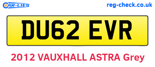 DU62EVR are the vehicle registration plates.