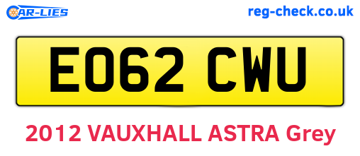 EO62CWU are the vehicle registration plates.