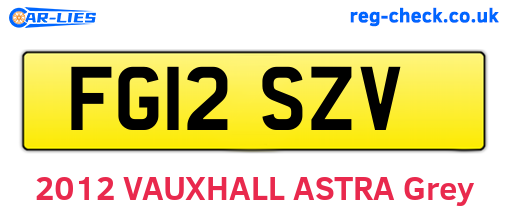 FG12SZV are the vehicle registration plates.