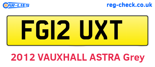 FG12UXT are the vehicle registration plates.