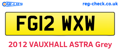 FG12WXW are the vehicle registration plates.
