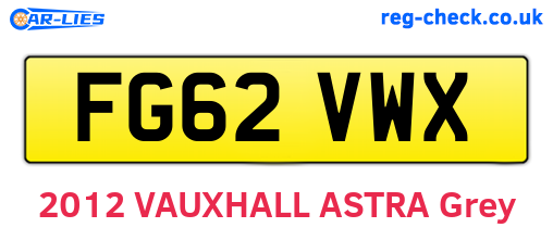 FG62VWX are the vehicle registration plates.
