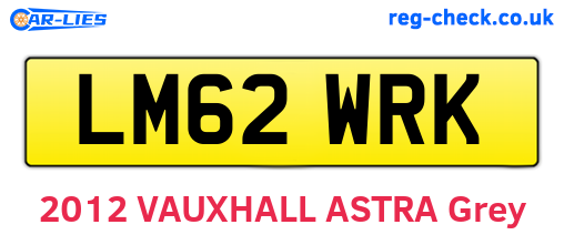 LM62WRK are the vehicle registration plates.