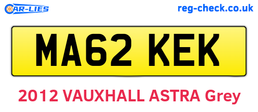 MA62KEK are the vehicle registration plates.