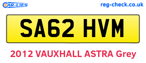 SA62HVM are the vehicle registration plates.
