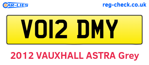VO12DMY are the vehicle registration plates.