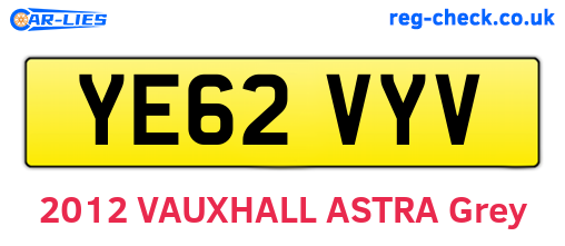 YE62VYV are the vehicle registration plates.