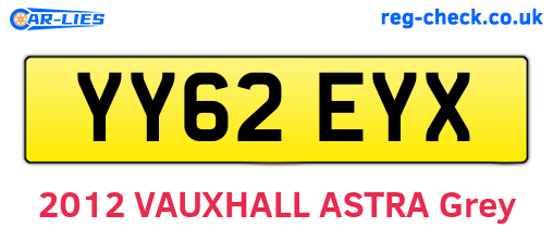 YY62EYX are the vehicle registration plates.