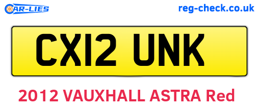 CX12UNK are the vehicle registration plates.