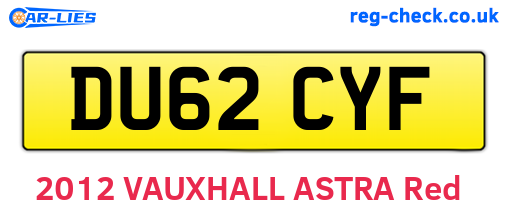 DU62CYF are the vehicle registration plates.