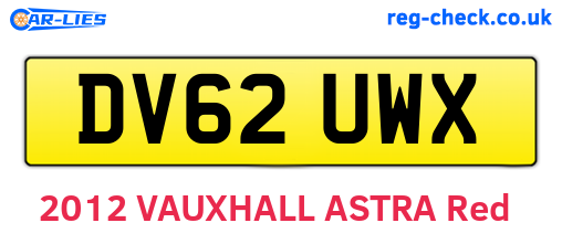 DV62UWX are the vehicle registration plates.