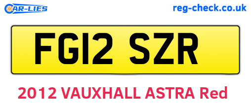 FG12SZR are the vehicle registration plates.
